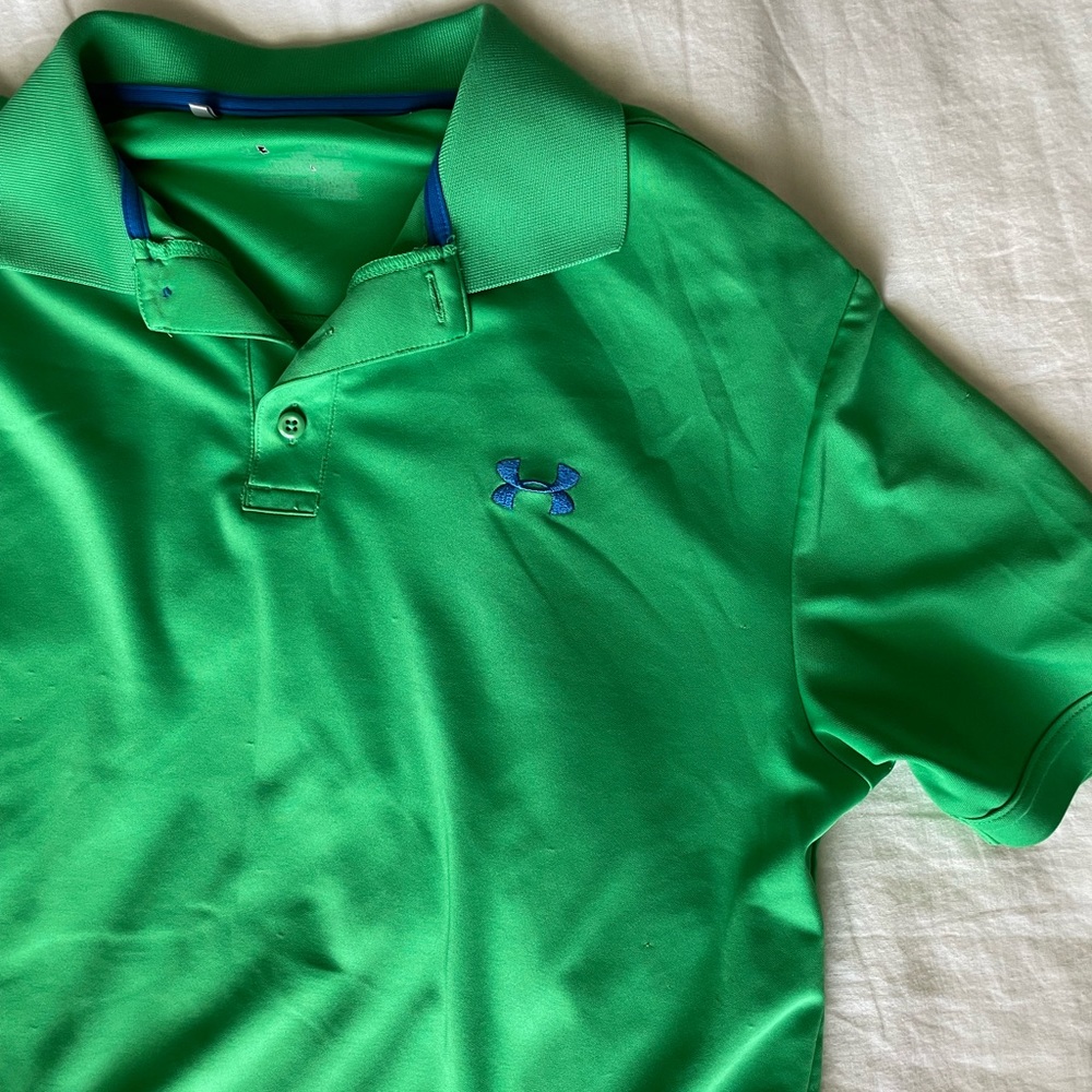 Under Armour polo, athletic material, green, size M